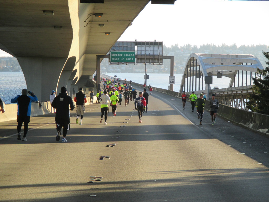 The run on the I-90 bridge over Lake Washington was quick and pleasant for them. They were about to be pummeled as they made their way north a short while later along the lake. 